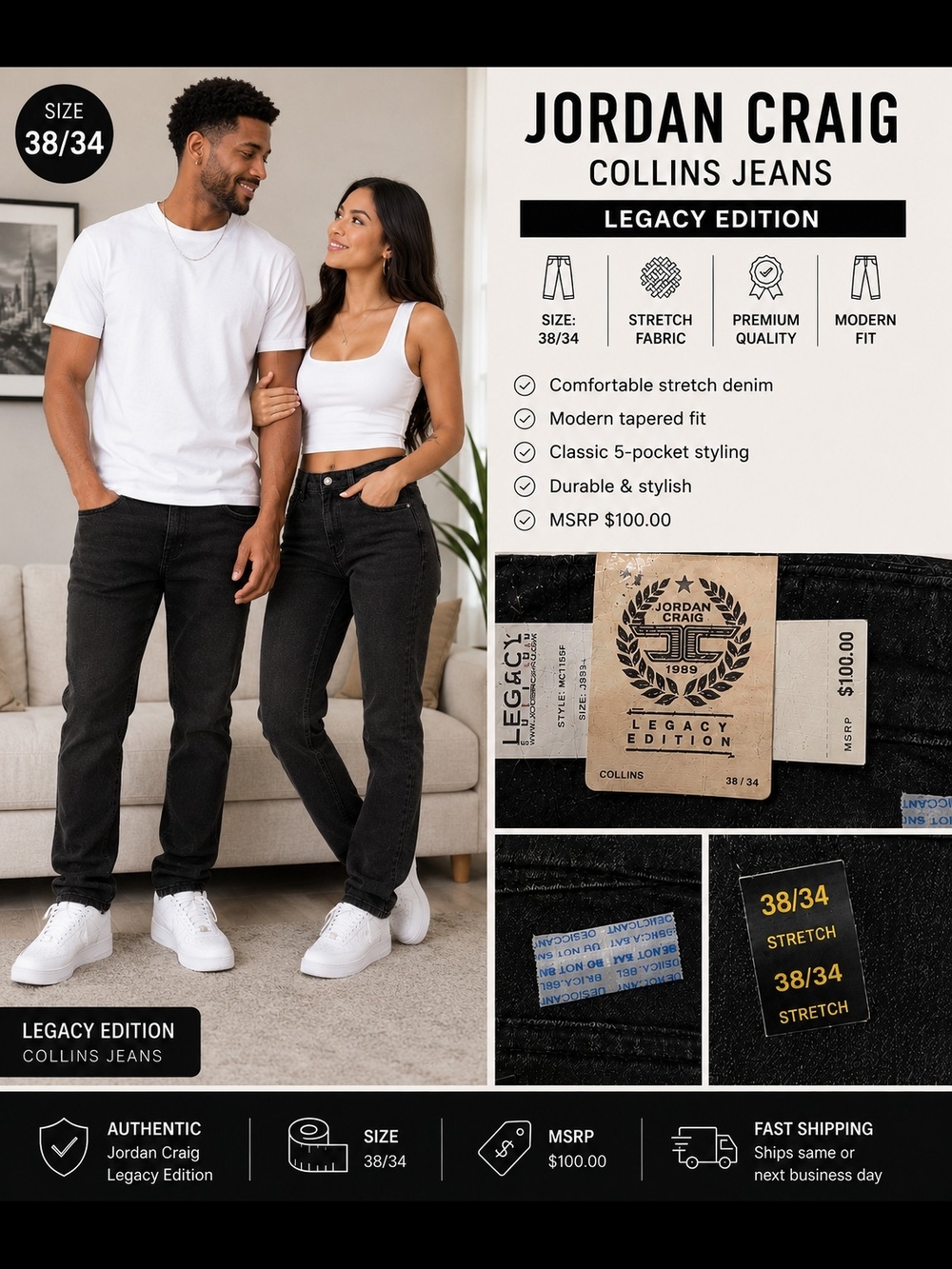 Jordan Craig Men’s Black Relaxed Jeans